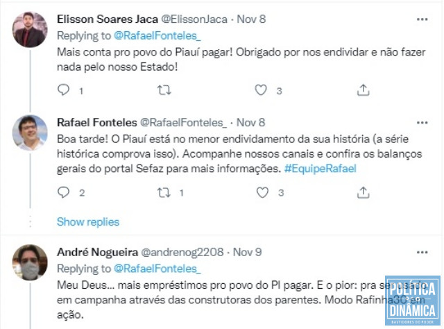 Seguidores criticaram gestor por contrair mais dívida para o Estado. (reprodução: Twitter)