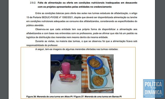 Auditores fizeram visitas in loco e verificaram qualidade da merenda oferecida aos alunos que era paga pelo Governo (foto: reprodução TCE)