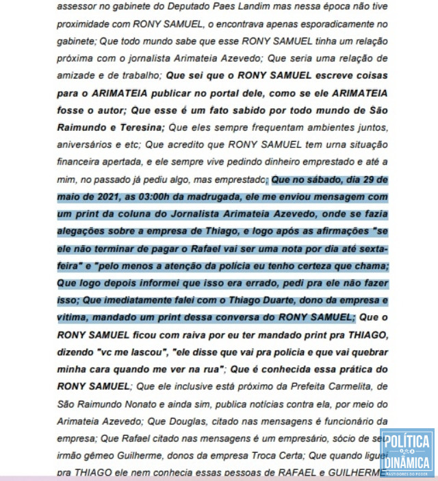 Recorte do decreto de prisão contra o jornalista Arimateia Azevedo.