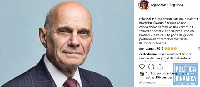 Rejane Dias lamentou perda do jornalista (Foto: Reprodução/Instagram)