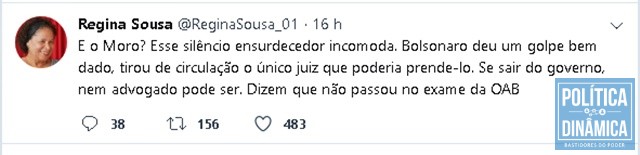 Postagem faz dura crítica ao ministro Sérgio Moro (Foto: Reprodução/Twitter)