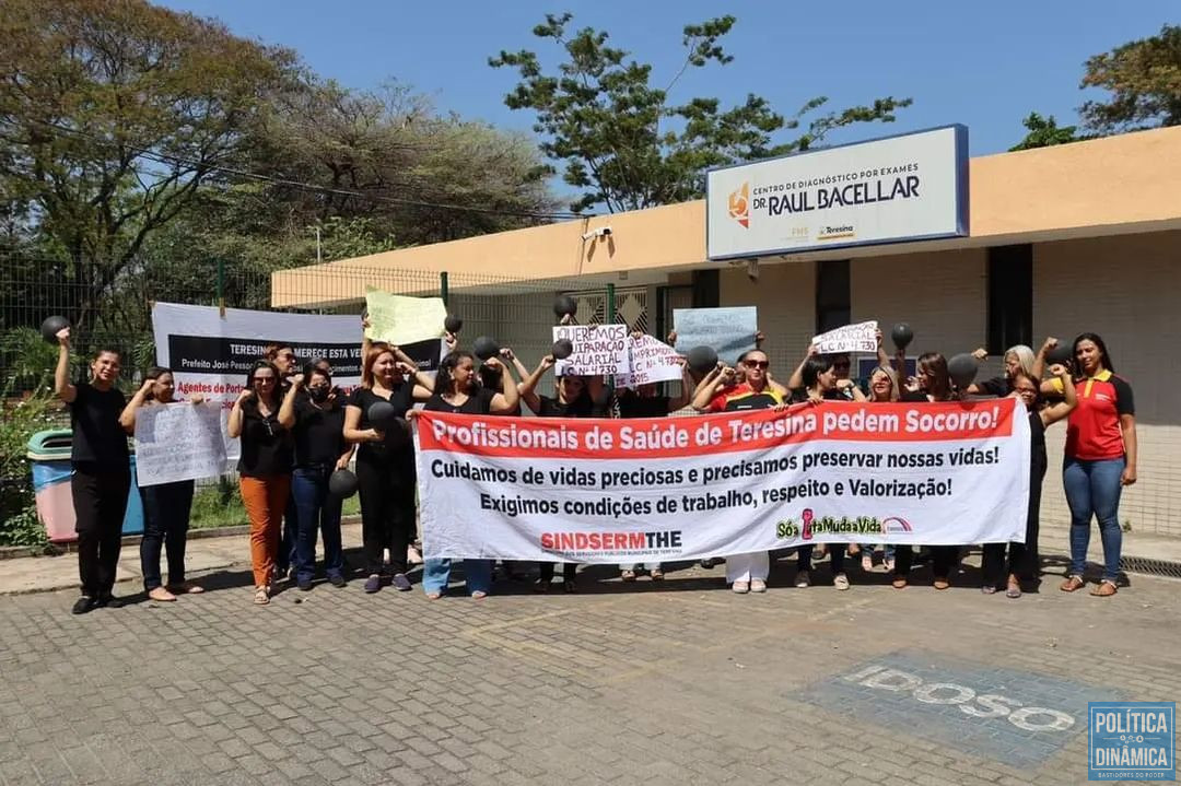 Manifestação de servidores do Centro de Diagnóstico Raul Bacelar (foto: Reprodução | SINDSERM)