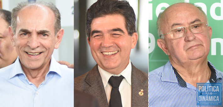 Marcelo, Limma e Júlio: os presidentes estaduais do MDB, PT e PSD devem ser comunicados em breve da estratégia para ajudar a criar o ambiente de mudanças dentro da base (fotos: Jailson Soares | PoliticaDinamica.com)