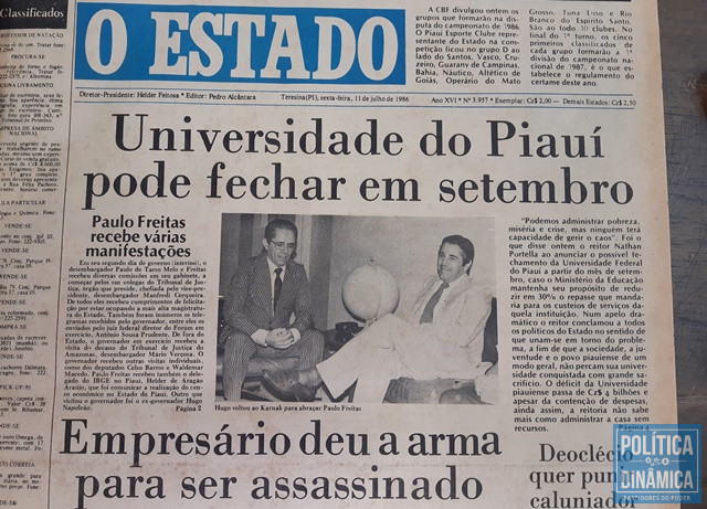 Jornal O Estado falava sobre crise na UFPI em 1986 (Foto: Acervo/PoliticaDinamica.com)