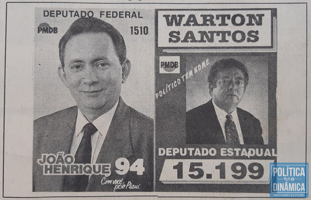 Os emedebistas João Henrique Sousa e Warton Santos se elegeram em 1994.