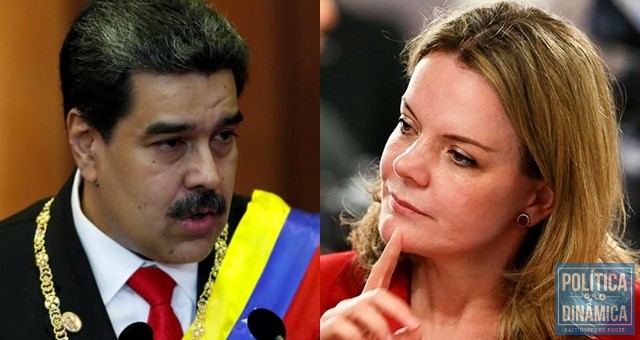 Em nome do PT, Gleisi Hoffmann prestigiou posse do ditador Nicolás Maduro (Fotos: Carlos Garcia/Reuters / Rafaela Felicciano/Metrópoles)