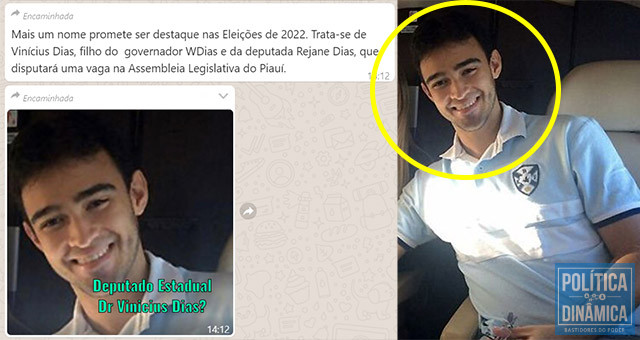 Curiosidade: imagem utilizada nas postagens sobre candidatura de Vinícius à Alepi é inclusive parte de uma foto dele dentro de um jatinho; tempos atrás ela circulou com a notícia de que o filho do governador utilizou indevidamente recursos do Estado (foto: Whatsapp | Código do Poder)