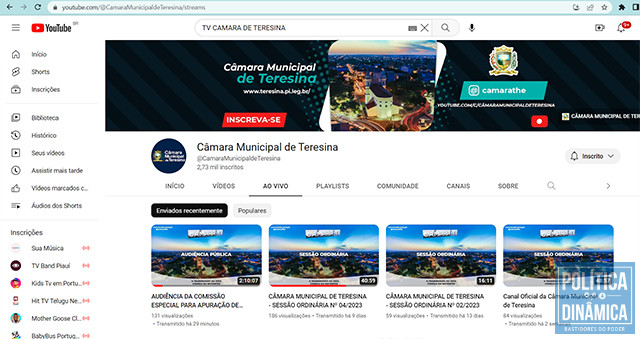 O vídeo da sessão, também, foi retirado da página do Youtube da TV Câmera de Teresina (foto: reprodução Youtube)